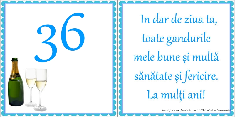 36 ani In dar de ziua ta, toate gandurile mele bune si multa sanatate si fericire! La multi ani!