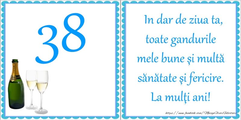 38 ani In dar de ziua ta, toate gandurile mele bune si multa sanatate si fericire! La multi ani!