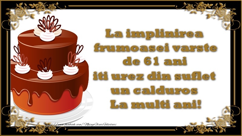 La implinirea frumoasei varste de 61 ani, iti urez din suflet un calduros La multi ani!