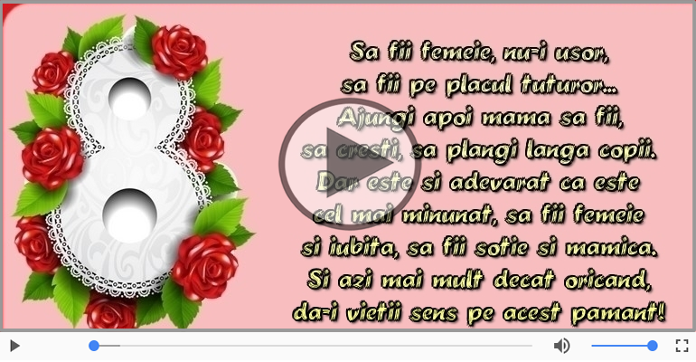 Dedicatie de 8 Martie, La multi ani pentru toate femeile si mamele