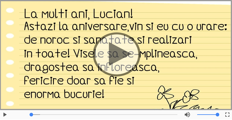 Felicitare muzicala de la multi ani pentru Lucian!