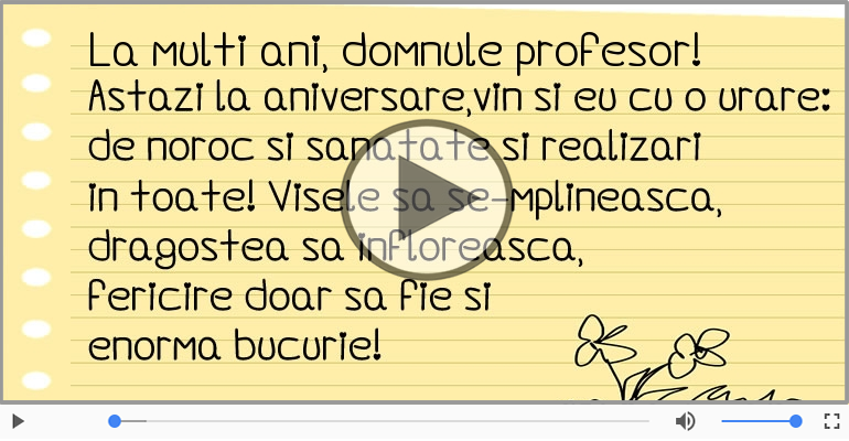 Felicitare muzicala - Multi ani traiasca pentru Profesor!