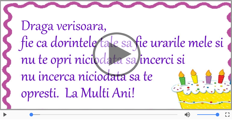 Felicitare muzicala de zi de nastere - La multi ani, Vara mea!