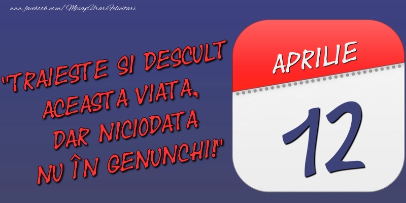 Felicitari de 12 Aprilie - Trăieşte şi desculţ această viaţă, dar niciodată nu în genunchi! 12 Aprilie