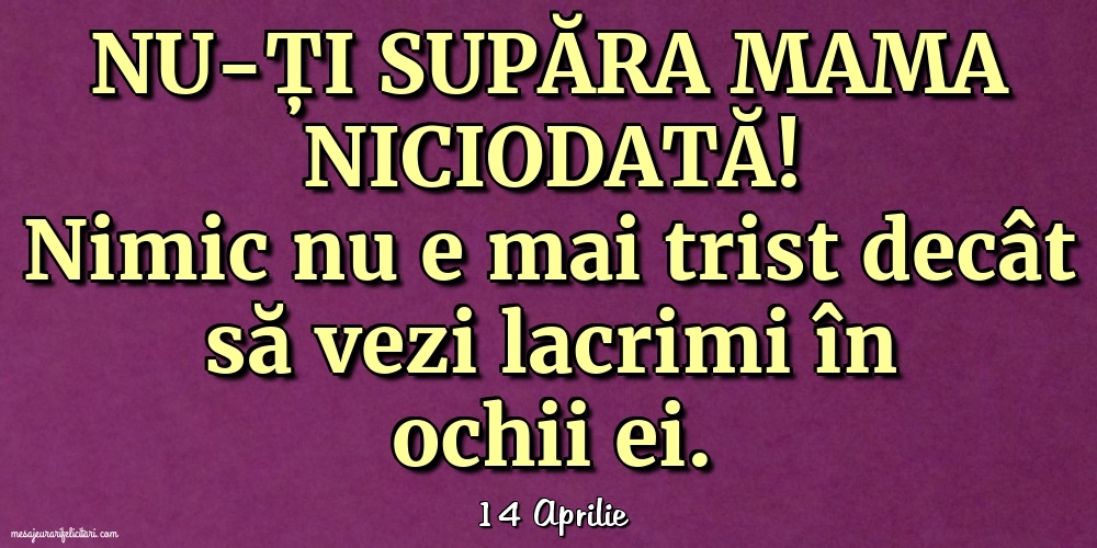 Felicitari de 14 Aprilie - 14 Aprilie - Nu-ți supăra mama niciodată!