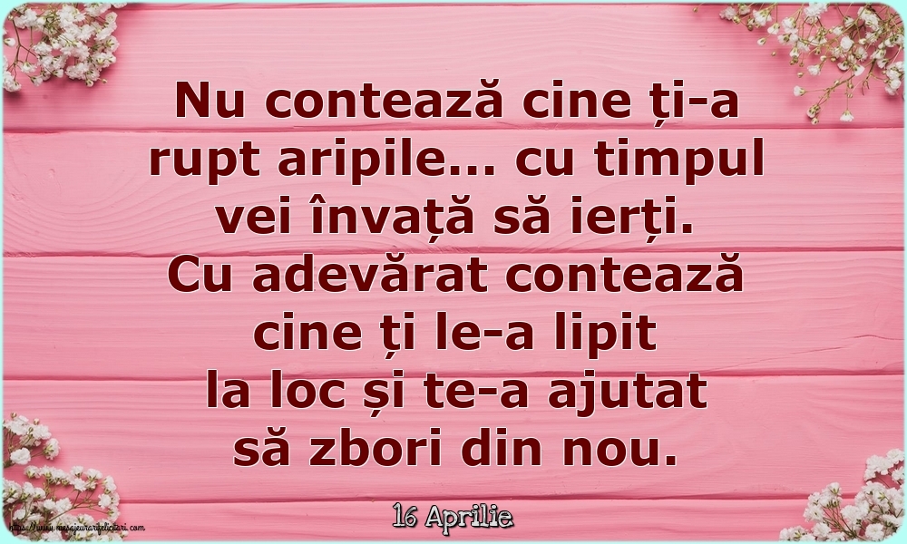 Felicitari de 16 Aprilie - 16 Aprilie - Nu contează cine ți-a rupt aripile...