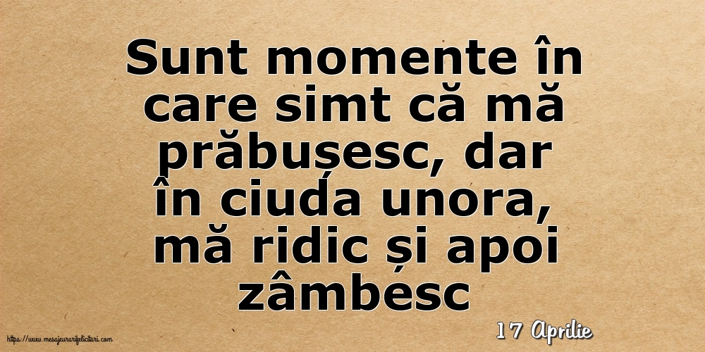 Felicitari de 17 Aprilie - 17 Aprilie - Sunt momente în care simt că mă prăbușesc