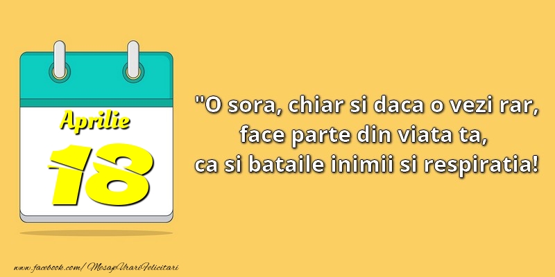 O soră, chiar şi dacă o vezi rar, face parte din viata ta, ca şi bătăile inimii şi respiraţia! 18Aprilie