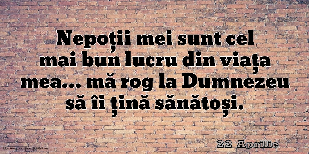 Felicitari de 22 Aprilie - 22 Aprilie - Nepoții mei sunt cel mai bun lucru din viața mea…
