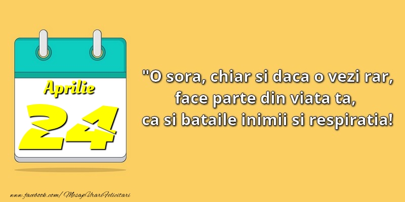O soră, chiar şi dacă o vezi rar, face parte din viata ta, ca şi bătăile inimii şi respiraţia! 24Aprilie