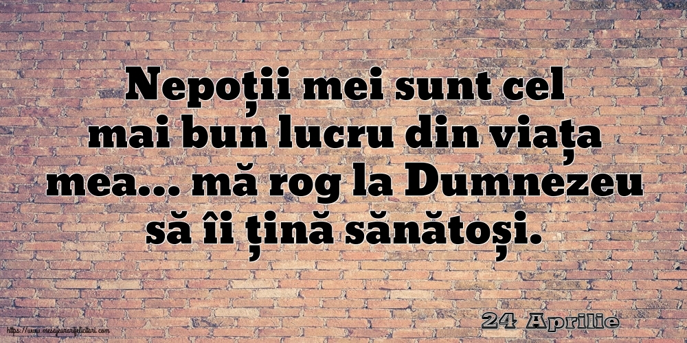 Felicitari de 24 Aprilie - 24 Aprilie - Nepoții mei sunt cel mai bun lucru din viața mea…