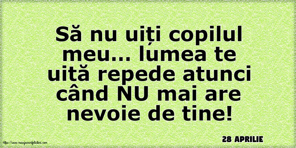 Felicitari de 28 Aprilie - 28 Aprilie - Să nu uiți copilul meu