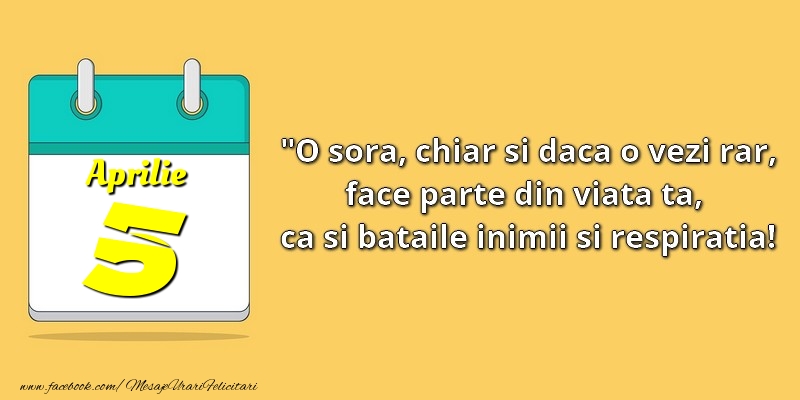 O soră, chiar şi dacă o vezi rar, face parte din viata ta, ca şi bătăile inimii şi respiraţia! 5Aprilie
