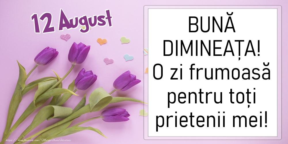 Felicitari de 12 August - 12 August - BUNĂ DIMINEAȚA! O zi frumoasă pentru toți prietenii mei!