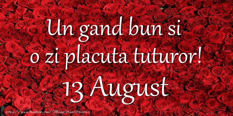 Felicitari de 13 August - Un gand bun si  o zi placuta tuturor! August 13