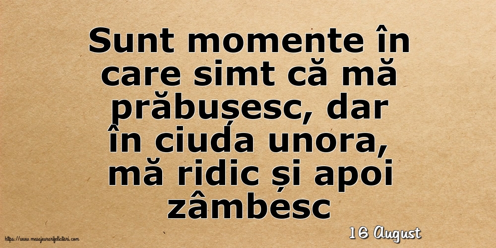 Felicitari de 16 August - 16 August - Sunt momente în care simt că mă prăbușesc