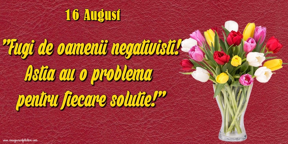 Felicitari de 16 August - 16.August Fugi de oamenii negativisti! Astia au o problemă pentru fiecare soluție!