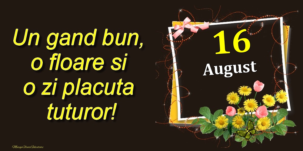 Felicitari de 16 August - August 16 Un gand bun, o floare si o zi placuta tuturor!