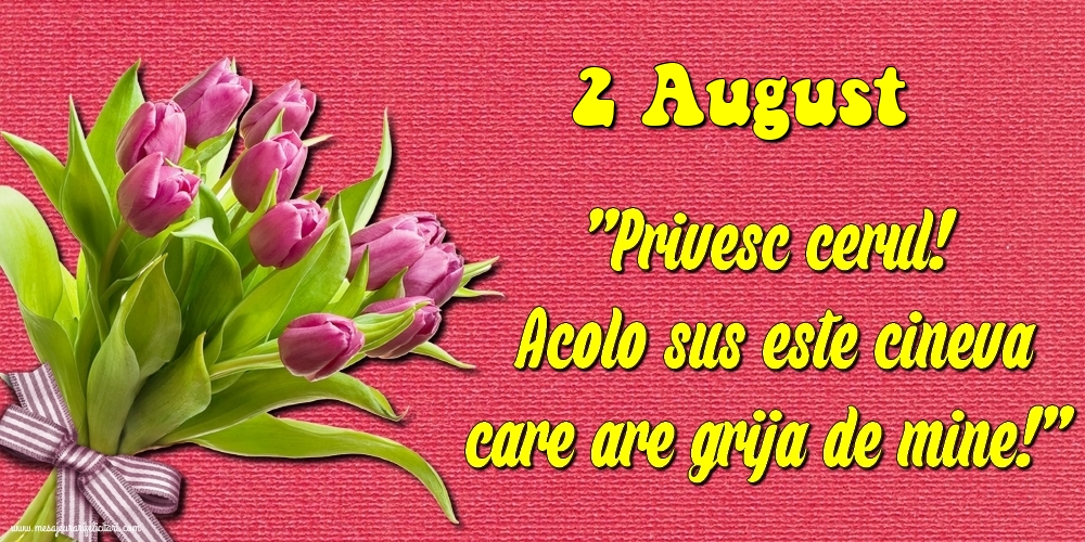 Felicitari de 2 August - 2.August Privesc cerul! Acolo sus este cineva care are grija de mine!