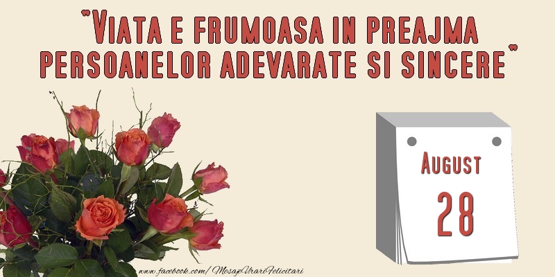 Viata e frumoasa in preajma persoanelor adevarate si sincere 28 August