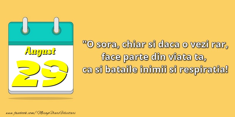 O soră, chiar şi dacă o vezi rar, face parte din viata ta, ca şi bătăile inimii şi respiraţia! 29August