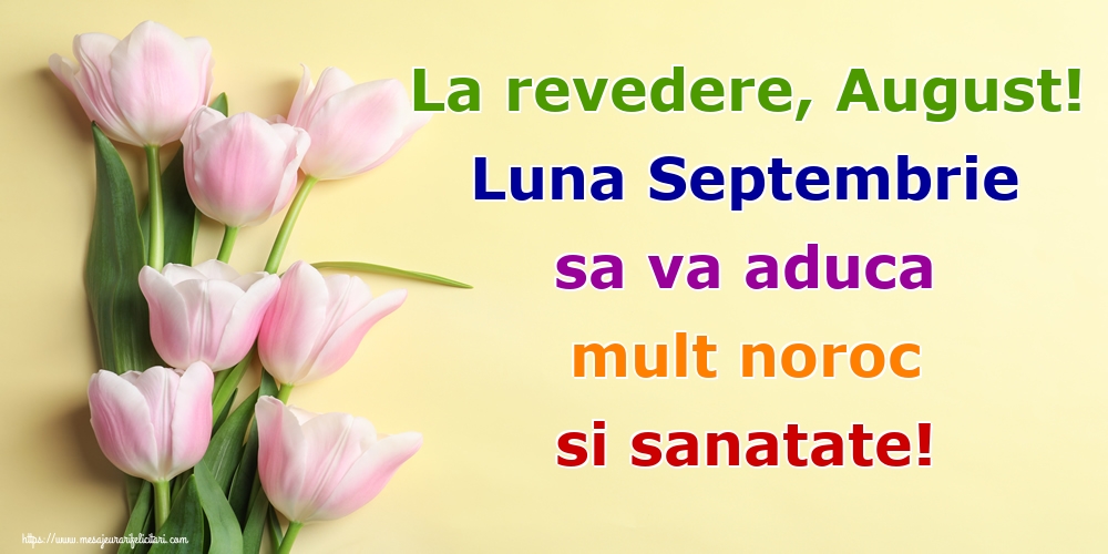 Felicitari de 31 August - La revedere, August! Luna Septembrie sa va aduca mult noroc si sanatate!