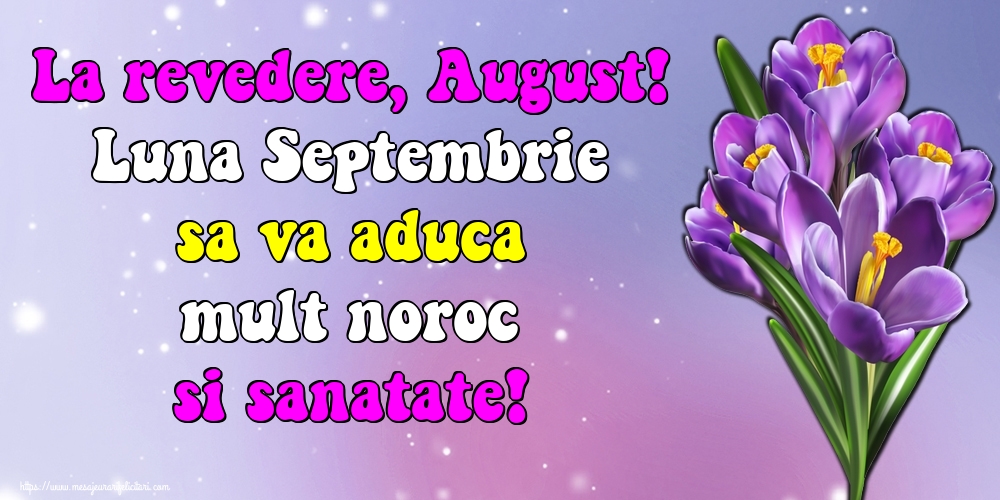 Felicitari de 31 August - La revedere, August! Luna Septembrie sa va aduca mult noroc si sanatate!