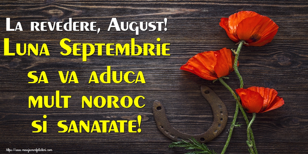 La revedere, August! Luna Septembrie sa va aduca mult noroc si sanatate!