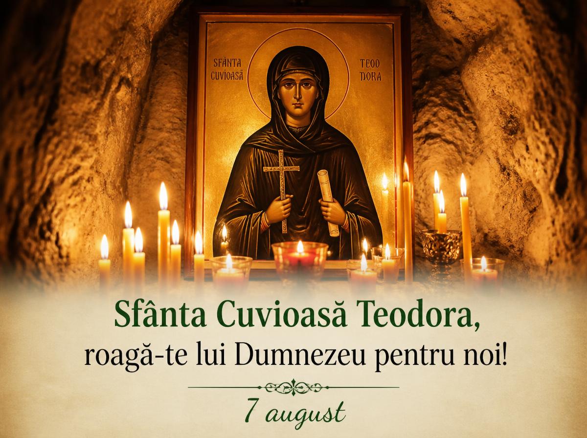 Felicitari de 7 August - Sfânta Cuvioasă Teodora, roagă-te lui Dumnezeu pentru noi! - 7 august