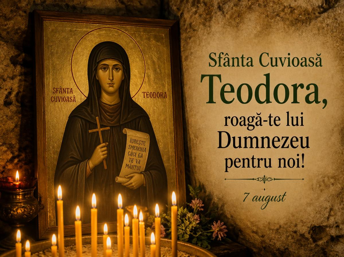 Felicitari de 7 August - Sfânta Cuvioasă Teodora, roagă-te lui Dumnezeu pentru noi! - 7 august
