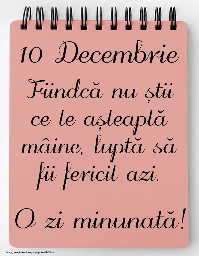 Felicitari de 10 Decembrie - Mesajul zilei -  10 Decembrie - O zi minunată!