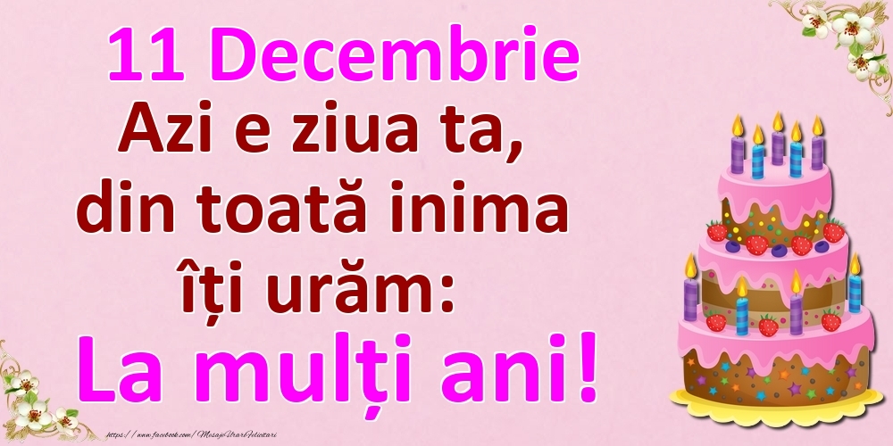 11 Decembrie Azi e ziua ta, din toată inima îți urăm: La mulți ani!
