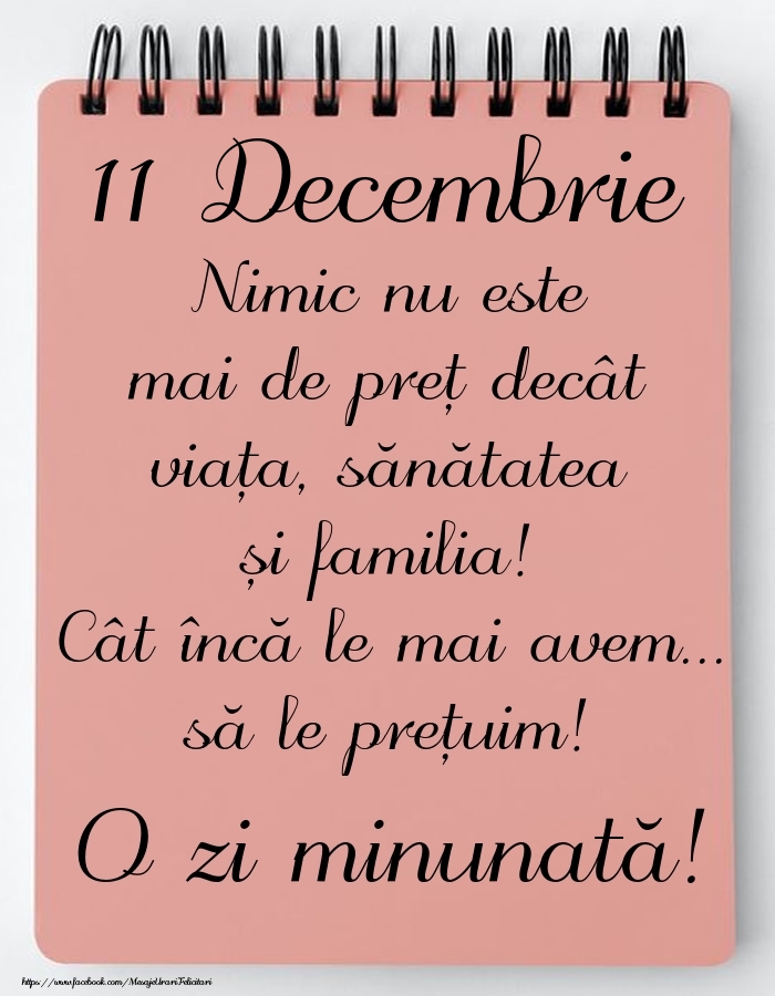 Mesajul zilei de astăzi 11 Decembrie - O zi minunată!