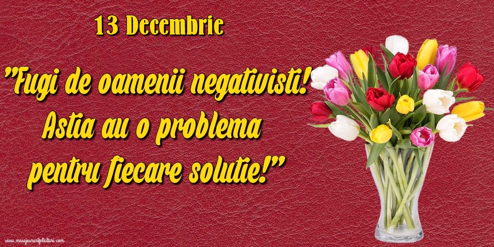 Felicitari de 13 Decembrie - 13.Decembrie Fugi de oamenii negativisti! Astia au o problemă pentru fiecare soluție!