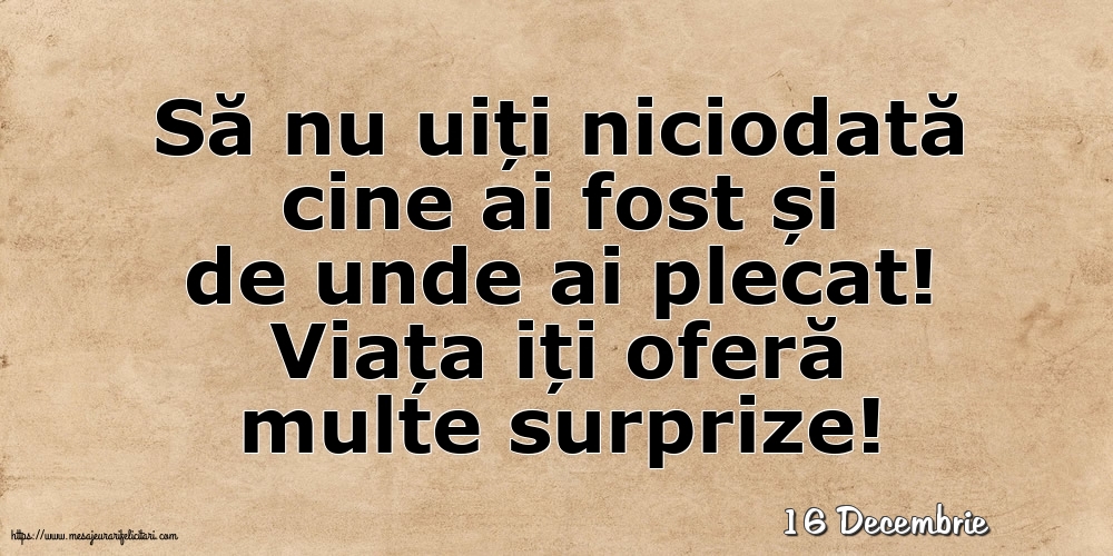 Felicitari de 16 Decembrie - 16 Decembrie - Viața iți oferă multe surprize!