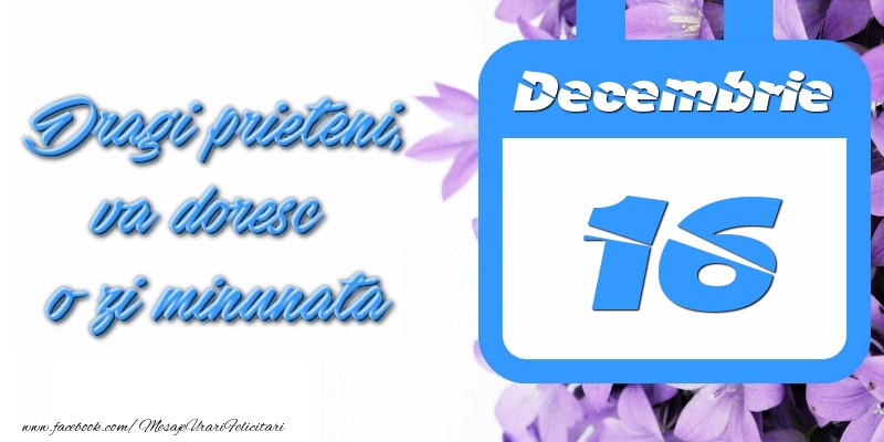 Felicitari de 16 Decembrie - Decembrie 16 Dragi prieteni, va doresc o zi minunata