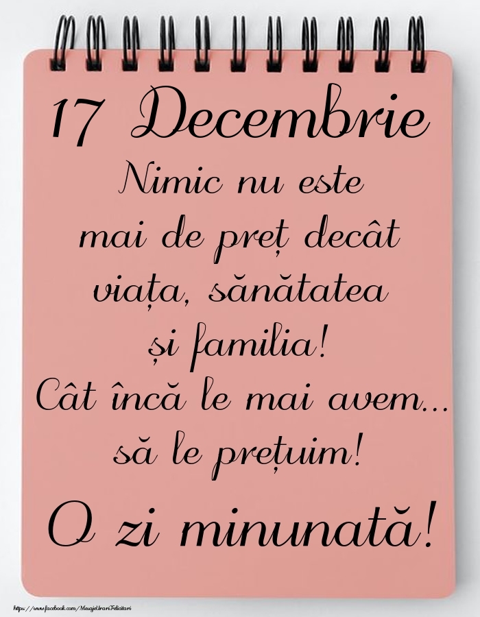 Felicitari de 17 Decembrie - Mesajul zilei de astăzi 17 Decembrie - O zi minunată!