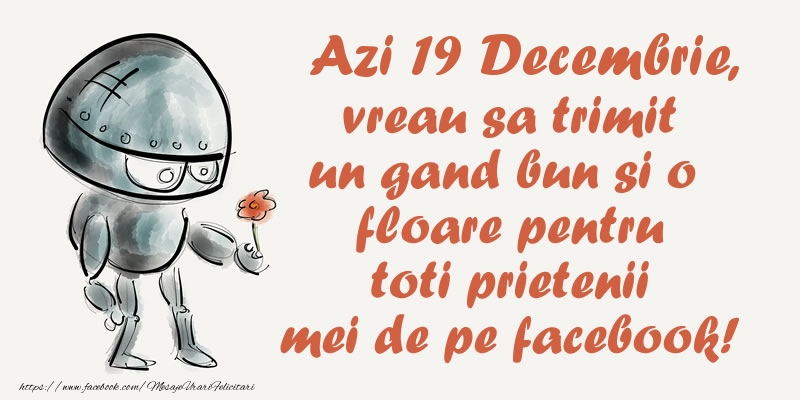 Felicitari de 19 Decembrie - Azi 19 Decembrie, vreau sa trimit un gand bun si o floare pentru toti prietenii mei de pe facebook!