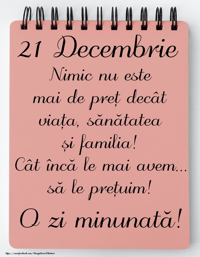 Felicitari de 21 Decembrie - Mesajul zilei de astăzi 21 Decembrie - O zi minunată!