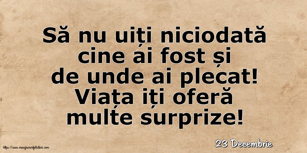 Felicitari de 23 Decembrie - 23 Decembrie - Viața iți oferă multe surprize!