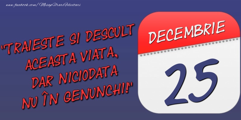 Trăieşte şi desculţ această viaţă, dar niciodată nu în genunchi! 25 Decembrie