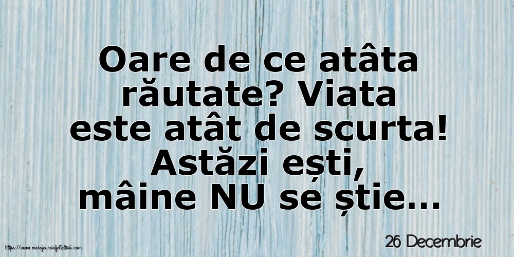 Felicitari de 26 Decembrie - 26 Decembrie - Oare de ce atâta răutate?