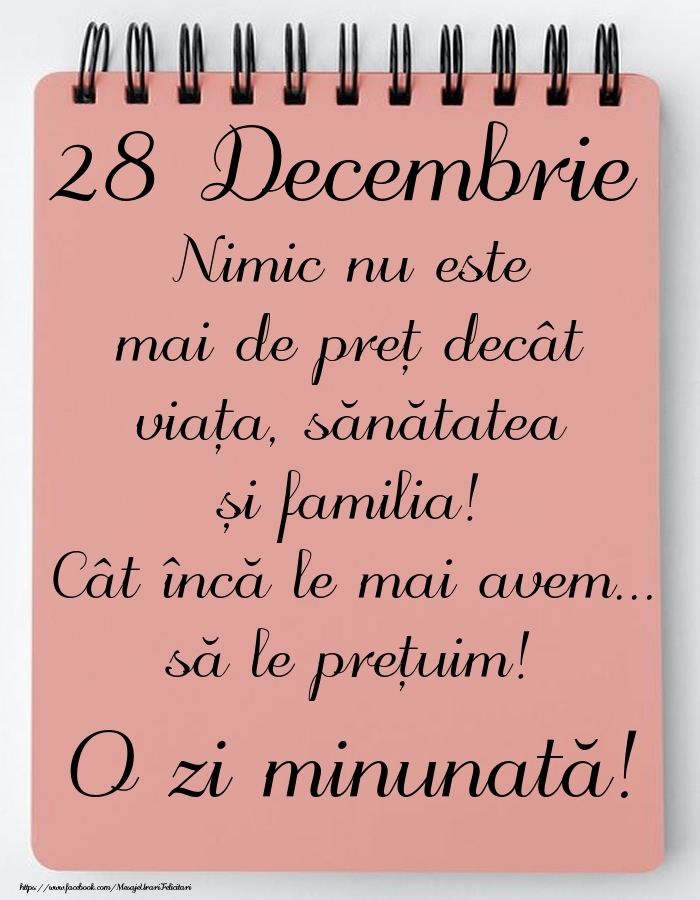 Felicitari de 28 Decembrie - Mesajul zilei de astăzi 28 Decembrie - O zi minunată!