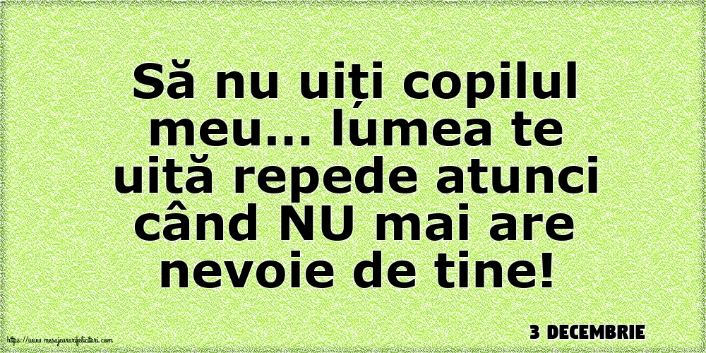Felicitari de 3 Decembrie - 3 Decembrie - Să nu uiți copilul meu