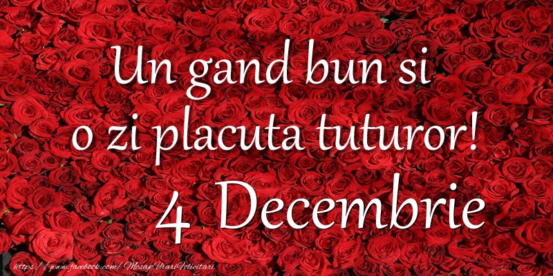 Felicitari de 4 Decembrie - Un gand bun si  o zi placuta tuturor! Decembrie 4