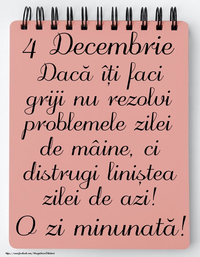 4 Decembrie - Mesajul zilei - O zi minunată!
