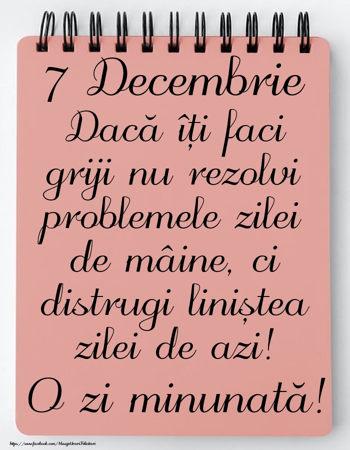 7 Decembrie - Mesajul zilei - O zi minunată!