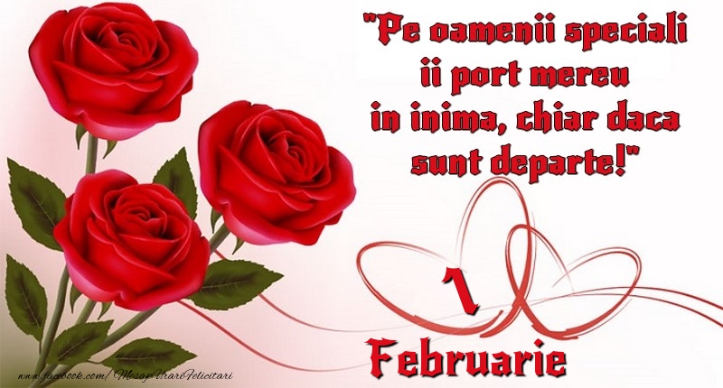 Felicitari de 1 Februarie - Pe oamenii speciali ii port mereu in inima, chiar daca sunt departe! 1Februarie