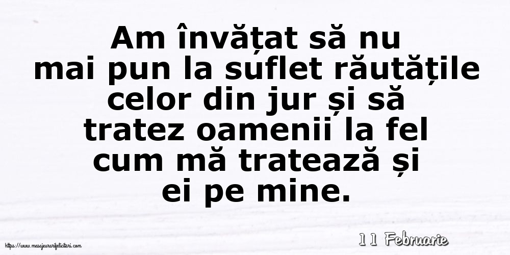Felicitari de 11 Februarie - 11 Februarie - Am învățat să nu mai pun la suflet răutățile