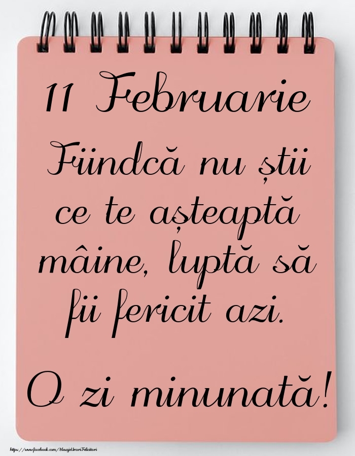 Felicitari de 11 Februarie - Mesajul zilei -  11 Februarie - O zi minunată!